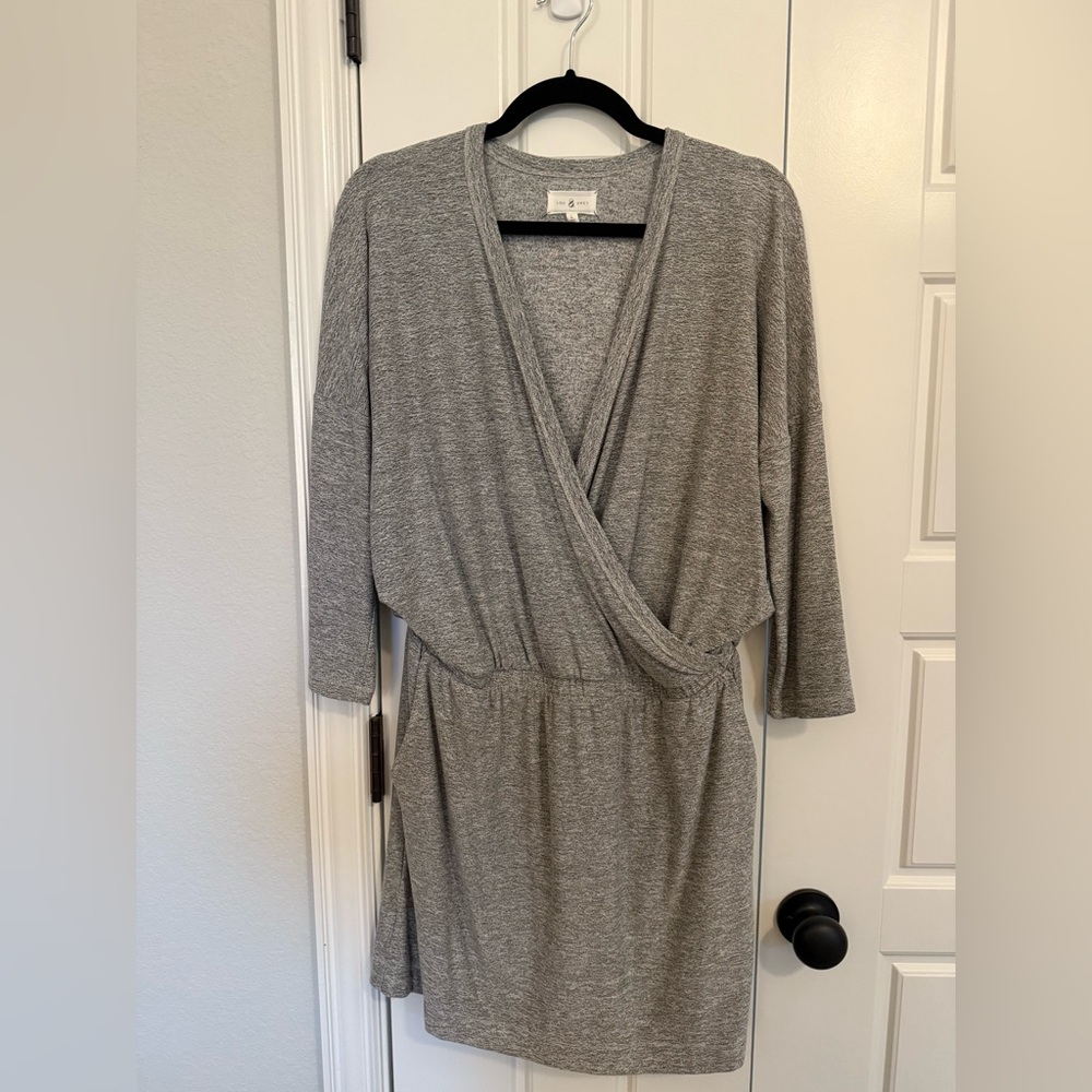Lou & Grey Heather Gray Faux Wrap Dress